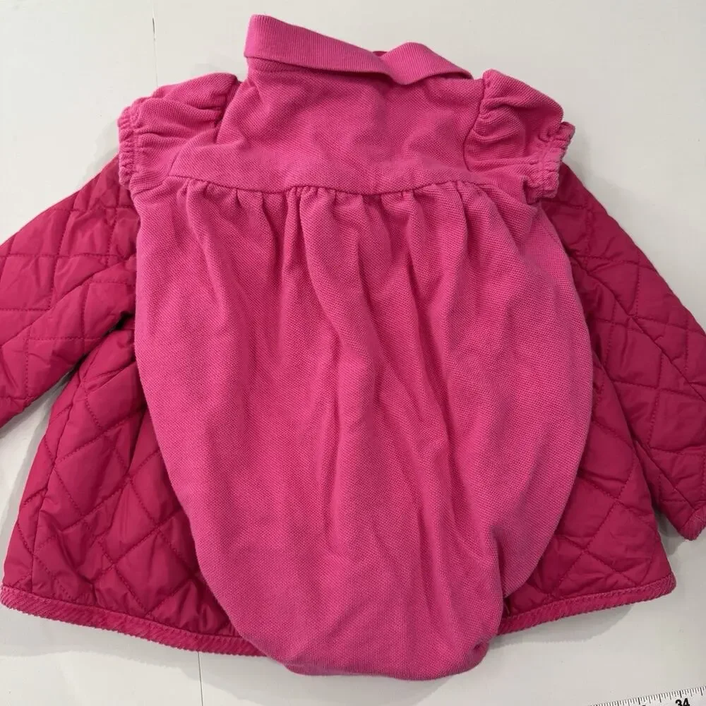 Ralph Lauren Girls Sz 9M Lot of 2 Items Quilted Jacket and Snap Outfit Pink
